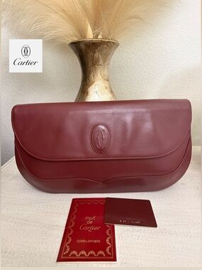 CARTIER Must Leather Bordeaux Pochette/Clutch Bag
